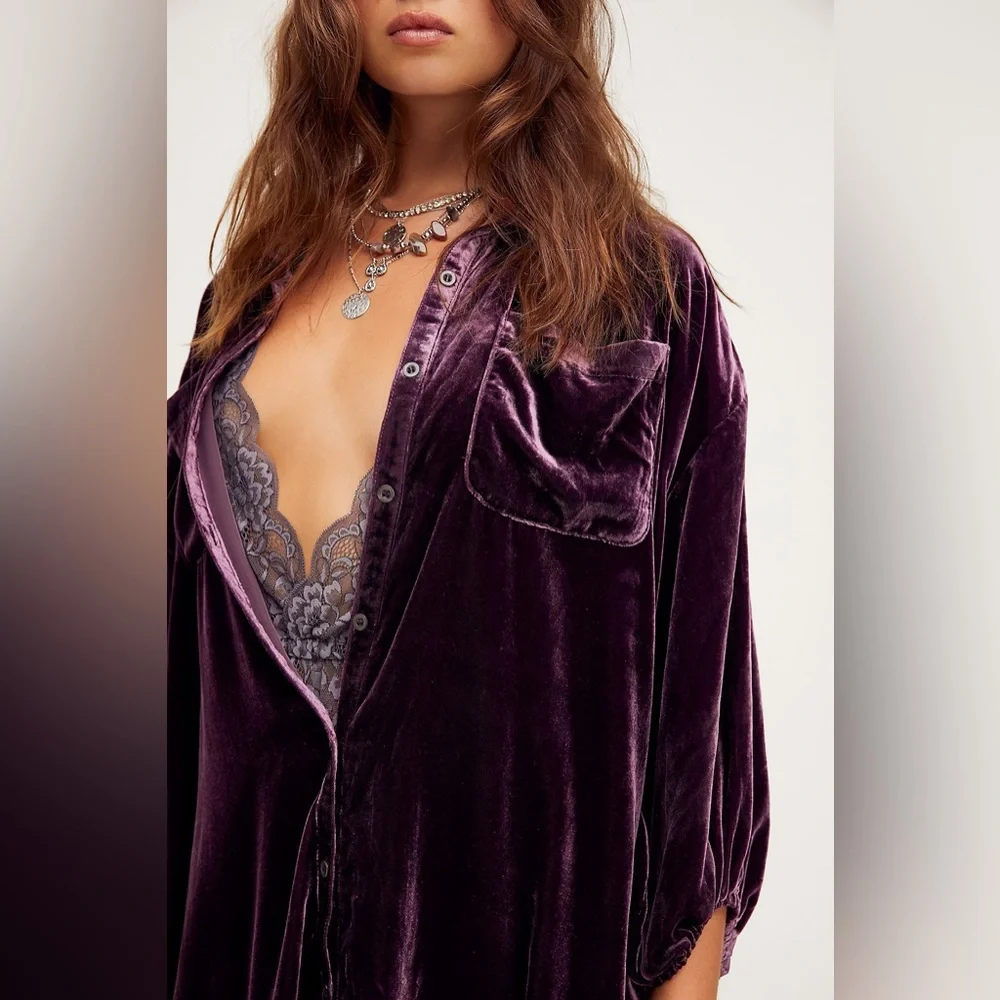 Free People Lux Purple Shirtdress - Picture 3 of 12